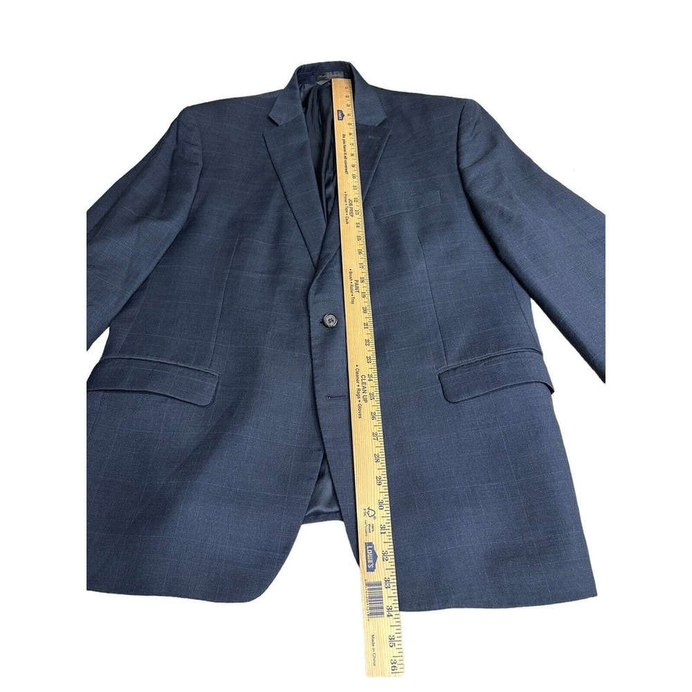 Lauren Ralph Lauren Men's 46R Navy Blue Plaid 100% Wool 2 Button Blazer Jacket - Picture 8 of 11